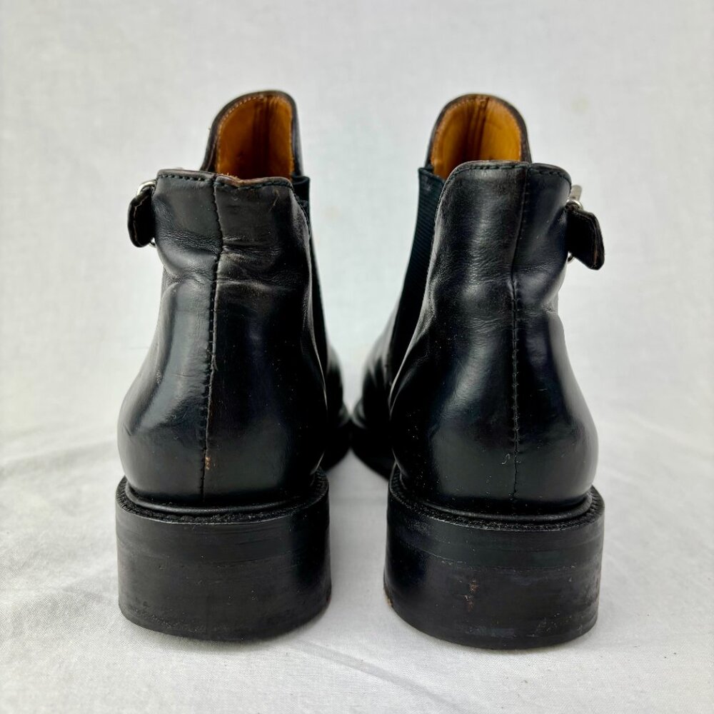 Black Leather Ankle Boots with Buckle Detail - Picture 6 of 11